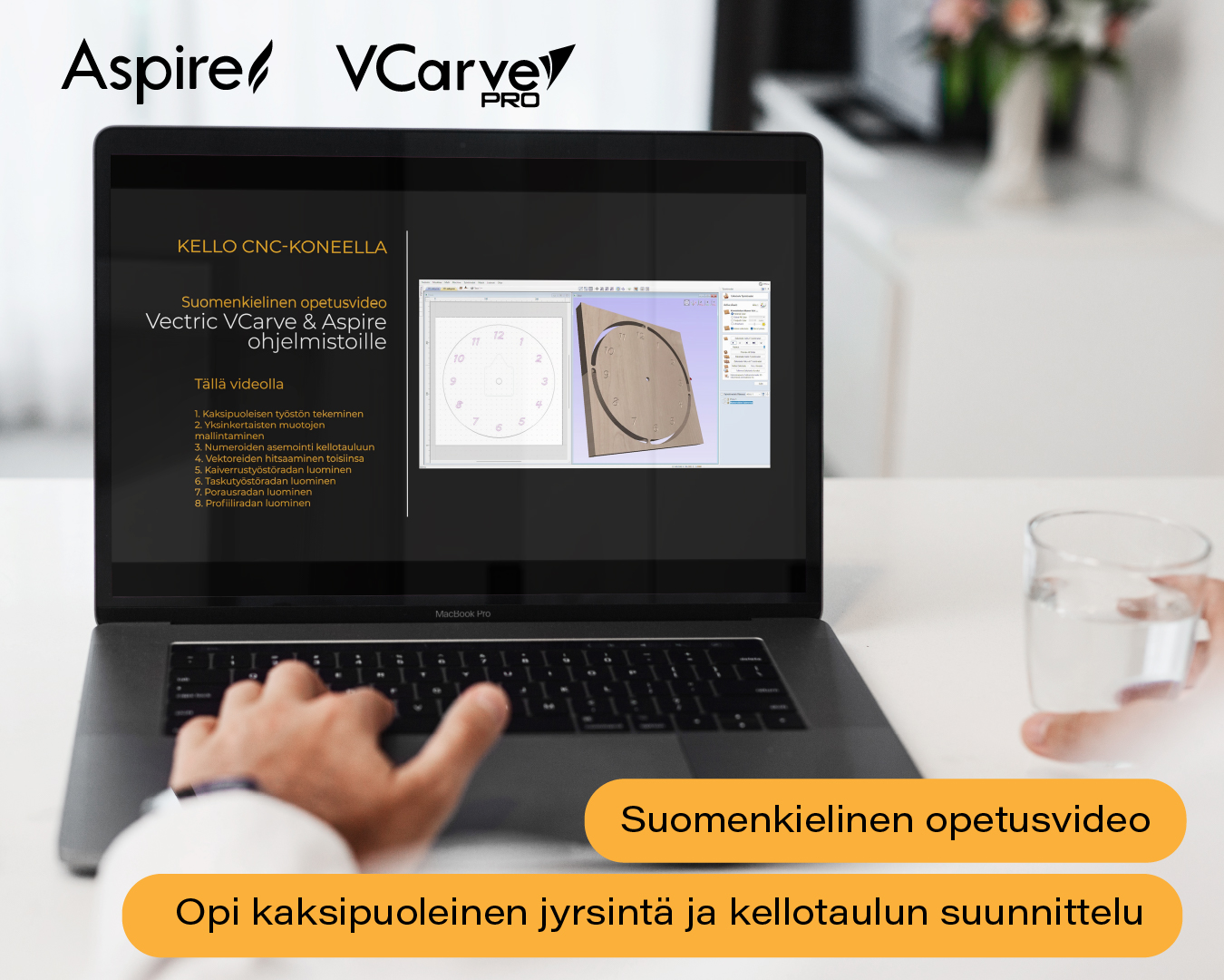Opetusvideo VCarve Aspire Kellotaulu 2 puoleinen Esimerkkity Opetusvideo VCarve Aspire Kellotaulu 2 puoleinen Esimerkkity