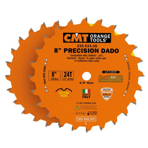 CMT - PRECISION DADO SAW BLADE 8" D=206x3,2x15,87    Z=24    FTG+ATB
