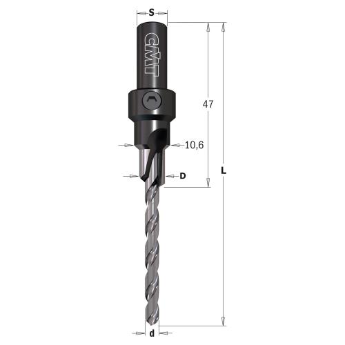 CMT - Drill Bit with Countersink for Screw Joints L93,7 S9 D7,6 d5