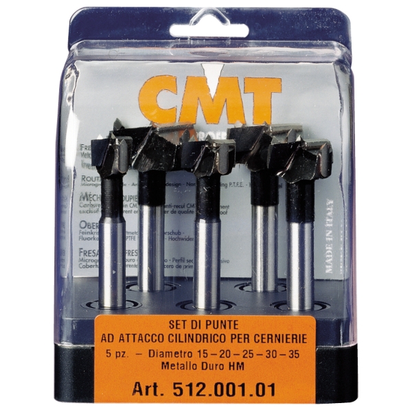 CMT -  5 PIECE "SP Steel" BORING BIT SET FOR HINGES 15, 20, 25, 30 and 35mm