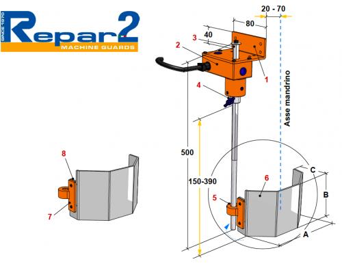 Repar2 - Guard x drill.mach. screen 200 x h 130 mm w/micro. Polyc. 4mm -  3TR2CM