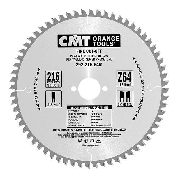 CMT - FINE CUT-OFF CIRCULAR SAW BLADES, FOR PORTABLE MACHINES 120-240MM