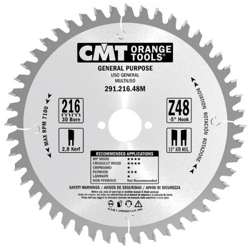 CMT - CROSSCUT CIRCULAR SAW BLADES, FOR PORTABLE MACHINES 120-240MM