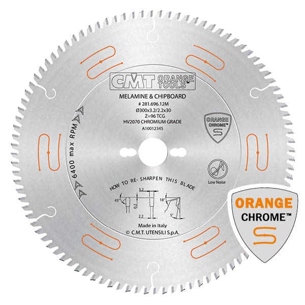 CMT - INDUSTRIAL LOW NOISE & CHROME COATED CIRCULAR SAW BLADES WITH TCG GRIND 250-350MM