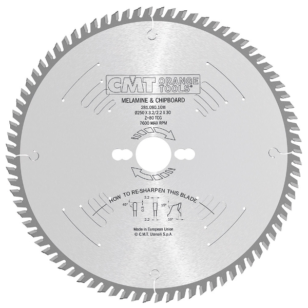 CMT - INDUSTRIAL LAMINATED AND CHIPBOARD CIRCULAR SAW BLADES 160-350MM