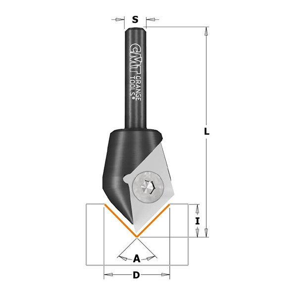 CMT - V-Grooving/signmaking router bits with indexable knives (90°)