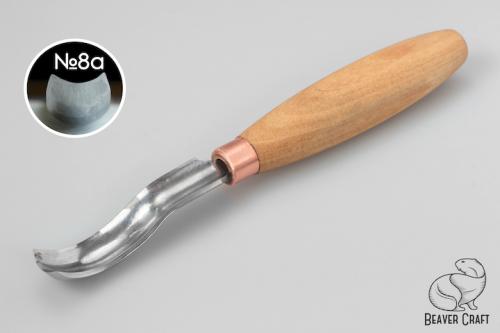 BeaverCraft – Compact short bent gouge. Sweep ?8 (14mm)