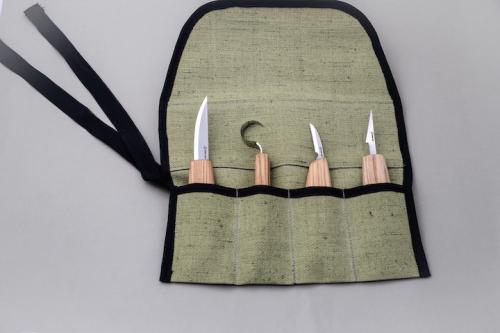 BeaverCraft – Set of 4 Knives in Tool Roll
