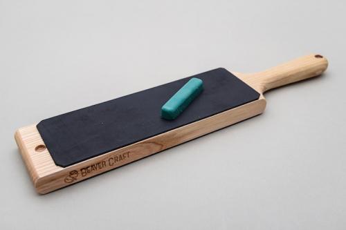 BeaverCraft – Dual-Sided Leather Paddle Strop with P1 Polishing Compound