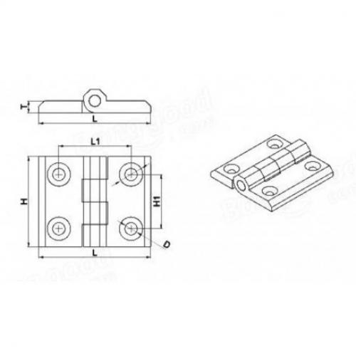 Zinc Alloy Hinge - Small - Silver Grey
