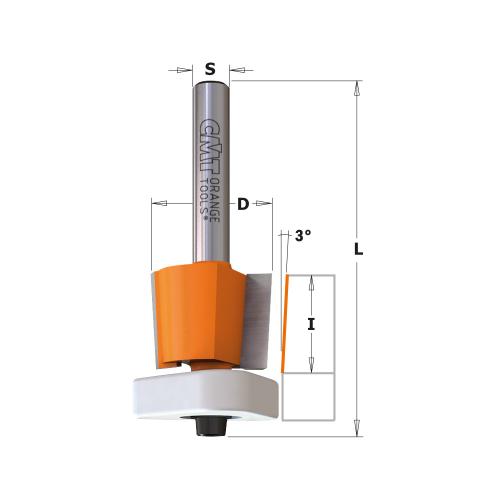 CMT - COMBIN. FLUSH & BEVEL BIT S=6 D=21-26,5