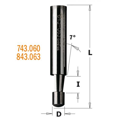 CMT - HWM CONICAL FLUSH TRIM BIT 7° Z1 S=6  D=4.5/6X6