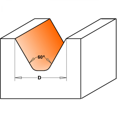 Kirjasin v-jyrsinterä 60° HW S=6 D=25,4X19