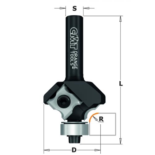 Pyöristys jyrsinterä irtopaloilla HW Z2 S=8 D=12,7 L=57,5 R=2 
