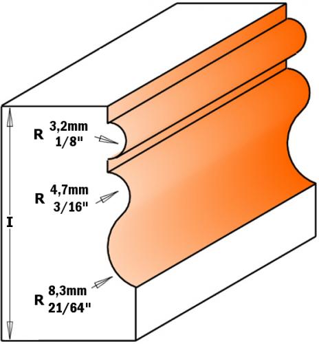 HW STILE ROUTER BIT FOR MDF S=8 D=25X8X40 R=12