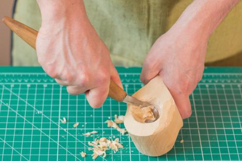 BeaverCraft – Lusikkapuukko – syvälle ulottuva + nahkasuoja - Vasenkätinen