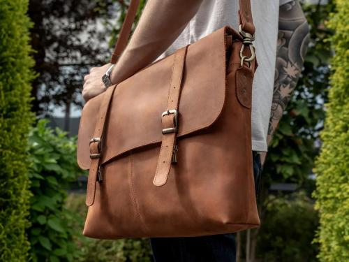 Beavercraft - Ardor - Leather Satchel Bag for Men, Brown
