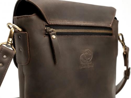 Beavercraft - Grip - Leather Flap Over Shoulder Bag for Men, Chocolate
