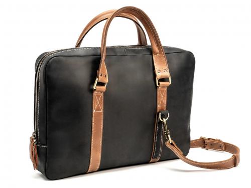 Beavercraft - Intense - Leather Business Laptop Bag, Black