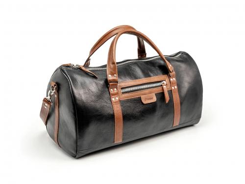 Beavercraft - Journey - Leather Travel Luggage Duffel Bag, Black