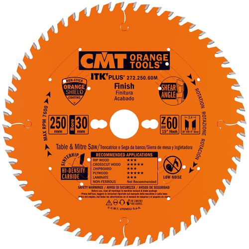 CMT - Pyörösahanterä - ITK plus - hienohammasterä D=250X2,4/1,6X30 Z50 ATB+SHEAR