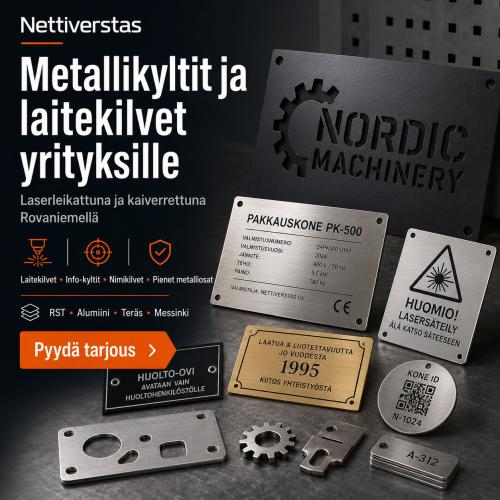 Metallin, muovin ja puun laserleikkauspalveluita Rovaniemellä