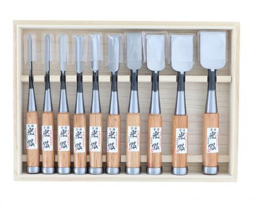 Mitsuhiro 10 pcs Wood Chisel Set in Wooden Box