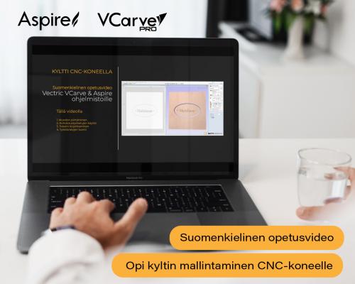 Opetusvideo - VCarve / Aspire - Nimikyltti CNC-koneella - esimerkkityö (6:03)