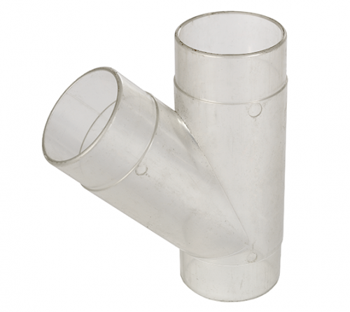 Record - 2½" Clear Plastic Y Fitting
