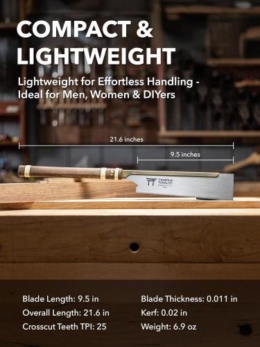 Temple Tool - Dozuki - Japanilainen käsisaha - Premium - Katkaisuhammastus (0.5 / 0.3 / 18TPI) - 240mm