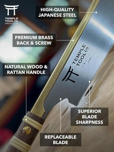 Temple Tool - Dozuki - Japanilainen käsisaha - Premium - Katkaisuhammastus (0.5 / 0.3 / 18TPI) - 240mm