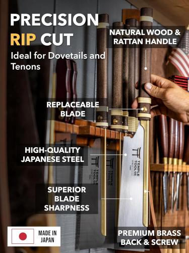 Temple Tool - Dozuki - Dovetail saha - Premium - halkaisuhammastus (0.5 / 0.3 / 18TPI) - 240mm