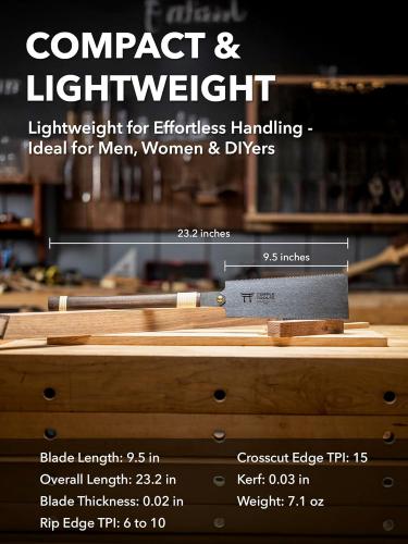 Temple Tool - Ryoba - Kaksiteräinen Japanilainen käsisaha - Premium (0.8 /  0.5 / 6-10TPI / 15TPI) - 240mm