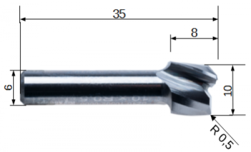 VHM Plaanaus jyrsinterä Ø10mm S=6mm L=35