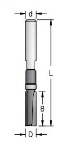 WPW - Template router bit with upper bearing - extra small Diameter - D=6,3 B=19 L=62 - PFT30633