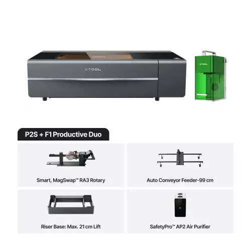 xTool - P2S 55W CO2-laserleikkuri Luokka IV + F1 Bundle - Vain ammattikäyttöön