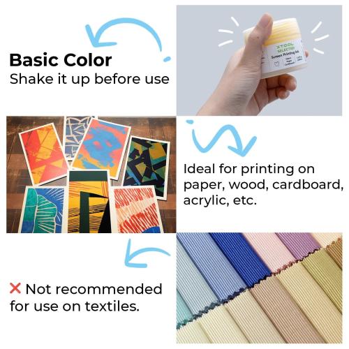 xTool - Basic Color akryyli-silkkipainomustesetti 100 ml (6 väriä)