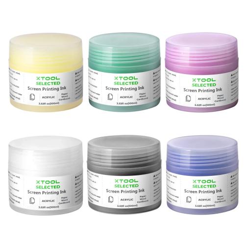 xTool - Basic Color akryyli-silkkipainomustesetti 100 ml (6 väriä)