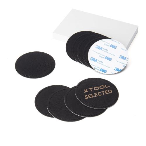 xTool - pyöreä laserattava PU-merkki, mustasta kultaan, 76 mm (10 kpl)
