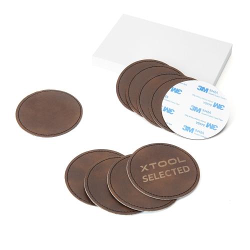 xTool - pyöreä laserattava PU-merkki, ruskeasta kultaan, 76 mm (10 kpl)