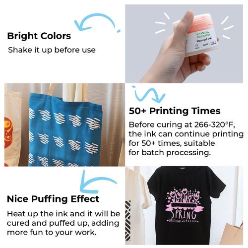 xTool - Puff Plastisol -kohomuste kankaan silkkipainoon 100 ml (4 väriä)