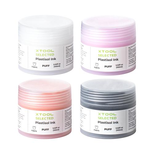 xTool - Puff Plastisol -kohomuste kankaan silkkipainoon 100 ml (4 väriä)