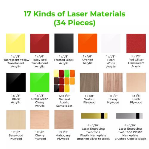 xTool - S1-laser-materiaalipaketti (34 kpl)