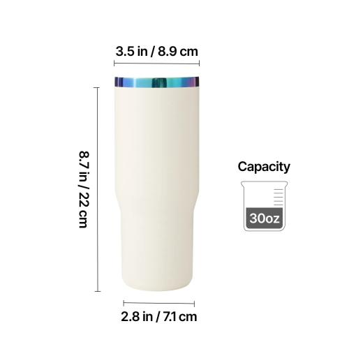 xTool - ruostumaton teräsmuki irrotettavalla kahvalla, musta–opaalinhohtoinen, 30 oz (887 ml)