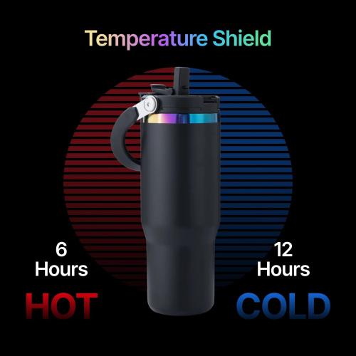 xTool - ruostumaton teräsmuki irrotettavalla kahvalla, musta–opaalinhohtoinen, 30 oz (887 ml)