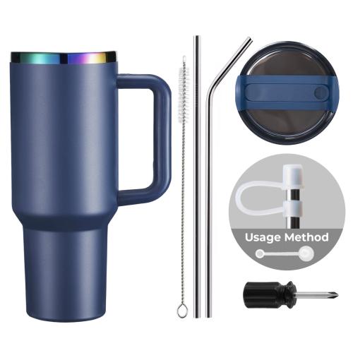 xTool - ruostumaton teräsmuki irrotettavalla kahvalla, laivastonsininen–opaalinhohtoinen, 40 oz (1183 ml)