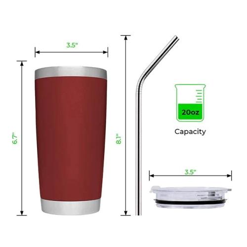 xTool - ruostumaton teräsmuki irrotettavalla kahvalla, punainen, 20 oz (591 ml)
