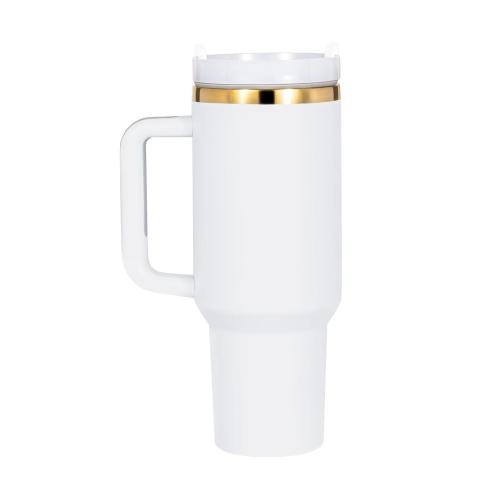 xTool - ruostumaton teräsmuki irrotettavalla kahvalla, valkoinen–kulta, 40 oz (1183 ml)