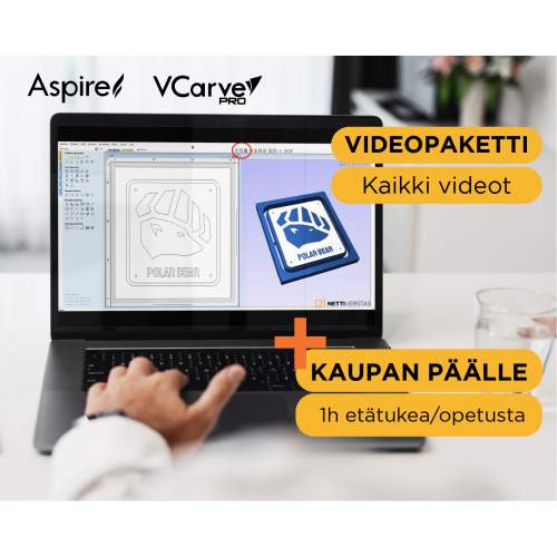 PAKETTI - VCarve / Aspire - Kaikki opetusvideot + 1h etätukea/opetusta