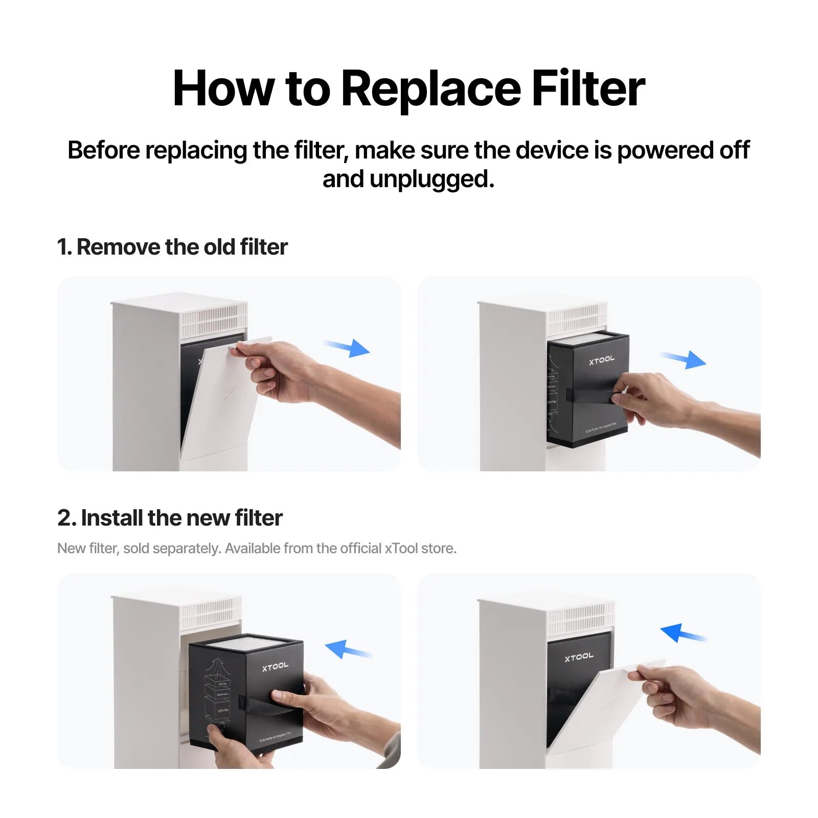 xTool - Vaihtosuodatinsarja F2 Air Purifier Go -puhdistimeen
